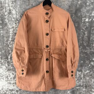 Universal Thread Size L Tie Front Button Jacket Peach Long Sleeve Pocket Outdoor
